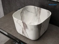 Накладная раковина GID Creativo Mnc9301 38 под матовый камень, квадратная, фаянс