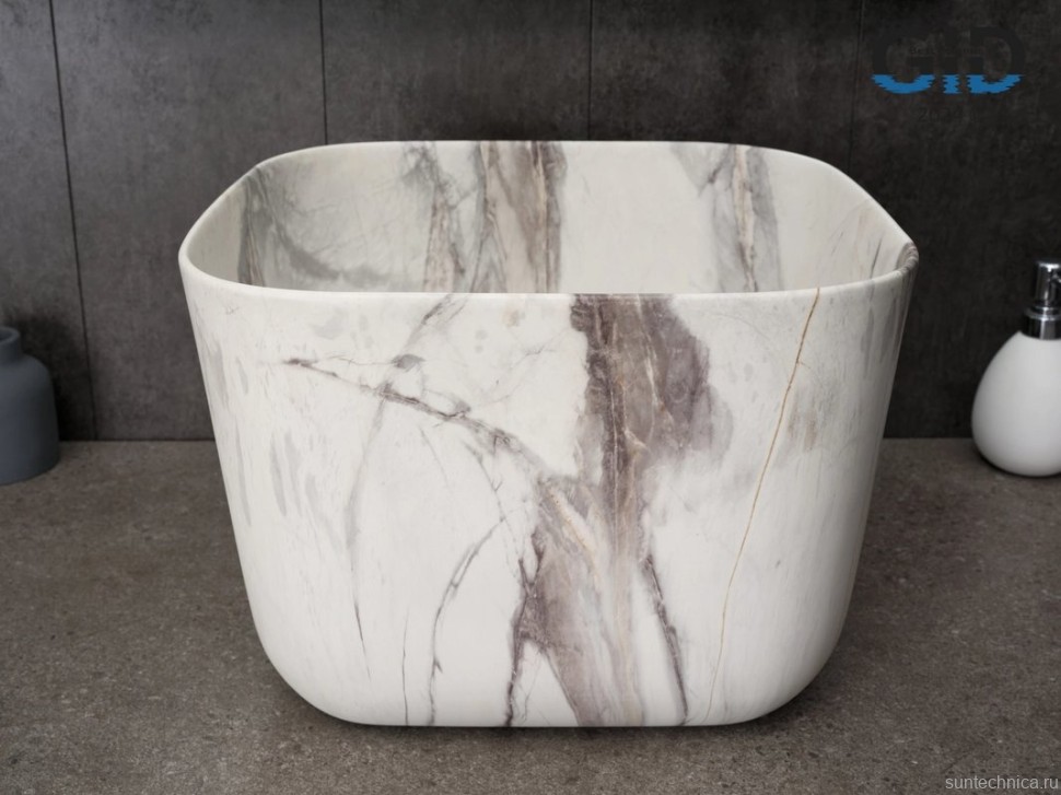 Накладная раковина GID Creativo Mnc9301 38 под матовый камень, квадратная, фаянс