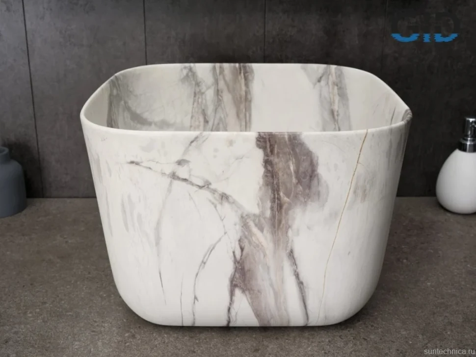 Накладная раковина GID Creativo Mnc9301 38 под матовый камень, квадратная, фаянс