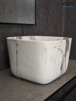 Накладная раковина GID Creativo Mnc9301 38 под матовый камень, квадратная, фаянс