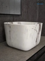Накладная раковина GID Creativo Mnc9301 38 под матовый камень, квадратная, фаянс