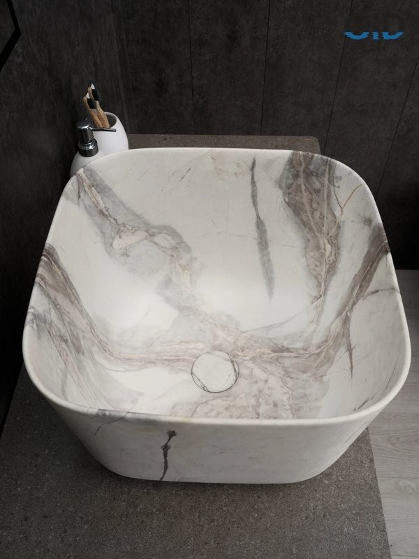 Накладная раковина GID Creativo Mnc9301 38 под матовый камень, квадратная, фаянс