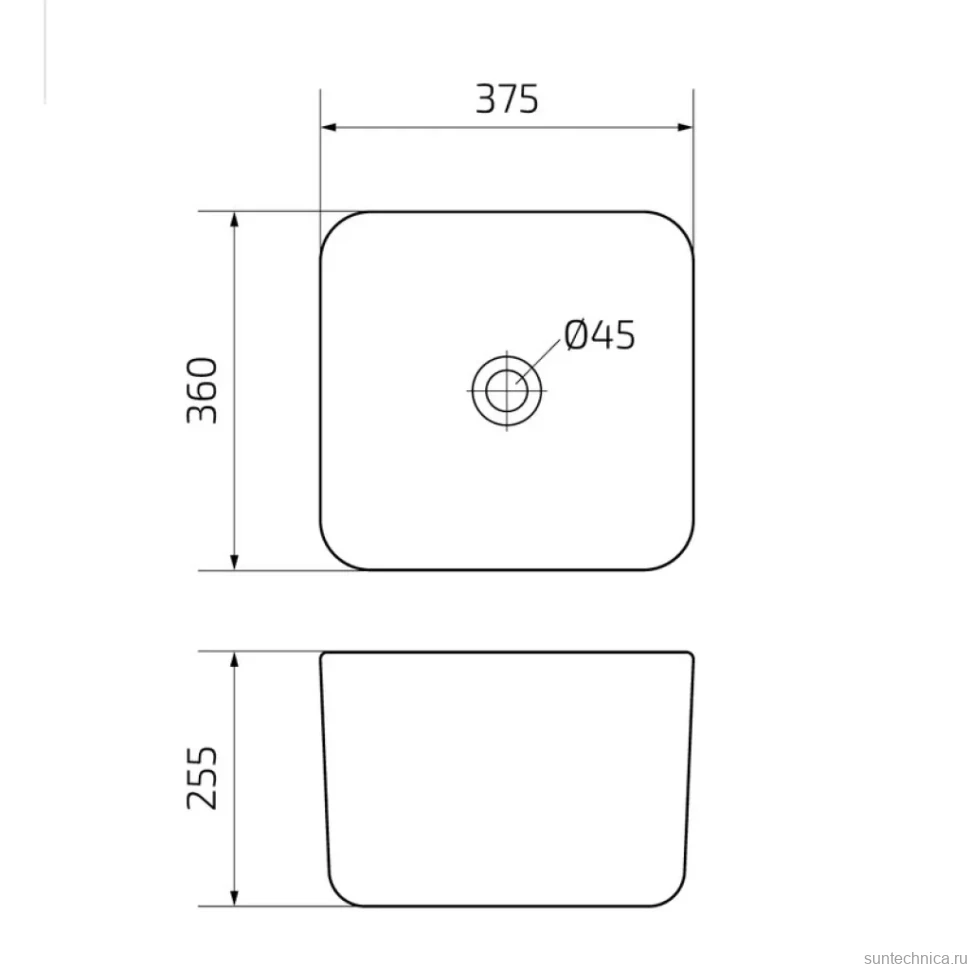 Накладная раковина GID Creativo Mnc9301 38 под матовый камень, квадратная, фаянс