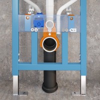 Комплект Унитаз подвесной Bauedge Bau Stil Hurricane-2 безободковый, с микролифтом, белый + Инсталляция VitrA V-Fix Core 732-5800-01 с кнопкой смыва Root R 740-2280 хром