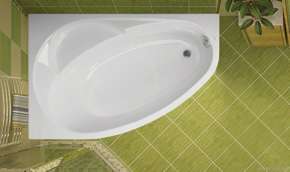 Акриловая ванна Vagnerplast Flora L 150x100 см, угловая, левая, пристенная, ультрабелая, асимметричная, с каркасом, с сиденьем