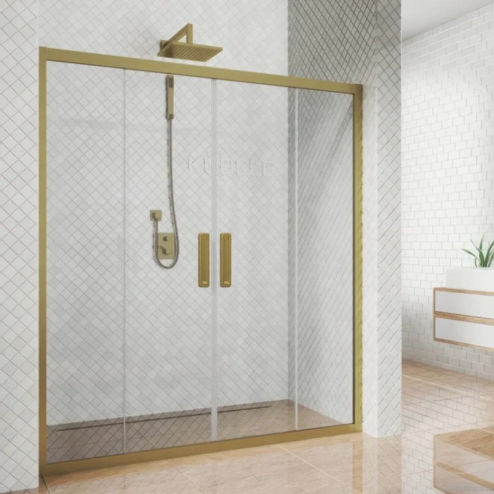 Душевая дверь в нишу Kubele DE019 D4-CLN-BR 145 см, профиль бронза