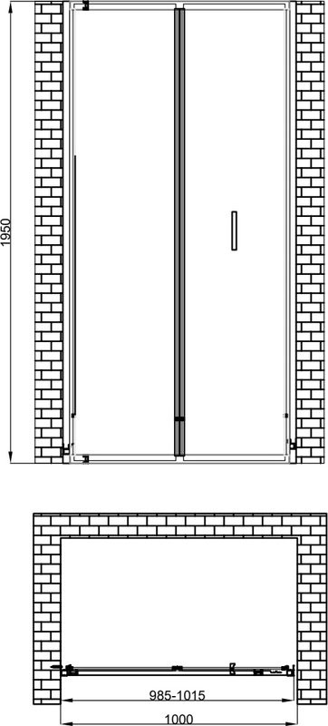 Душевая дверь в нишу Berges Legos LS-4 100 см, профиль хром, стекло прозрачное