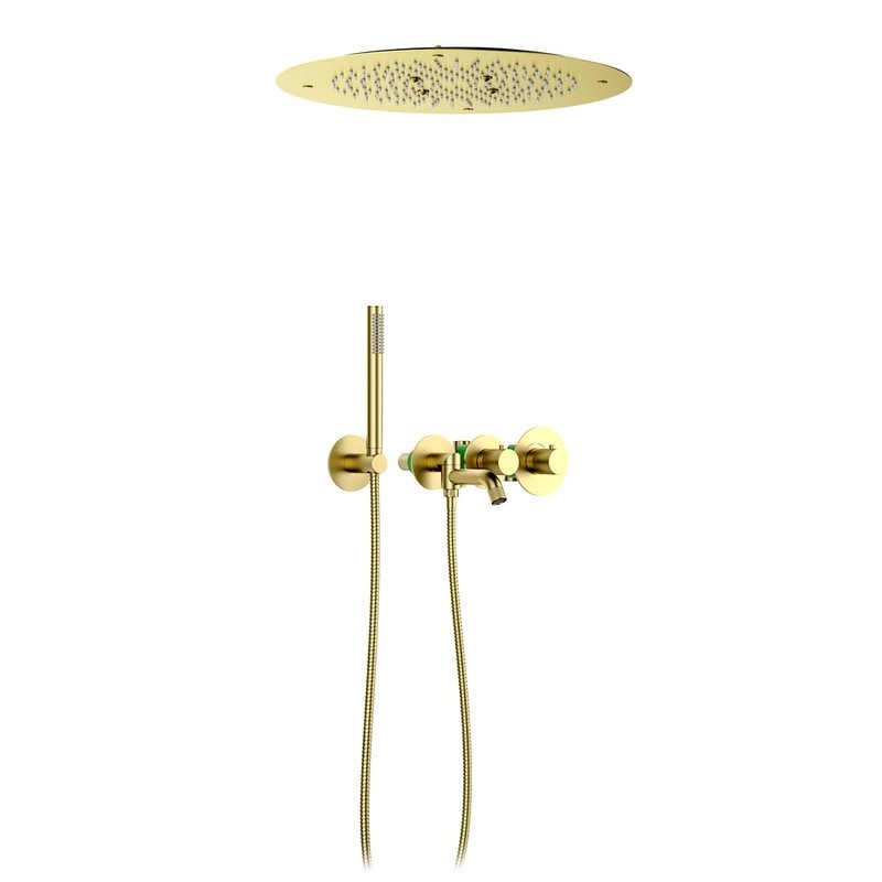 Душевой комплект Timo Petruma SX-2358/17SM С ВНУТРЕННЕЙ ЧАСТЬЮ, с термостатом, золото матовое