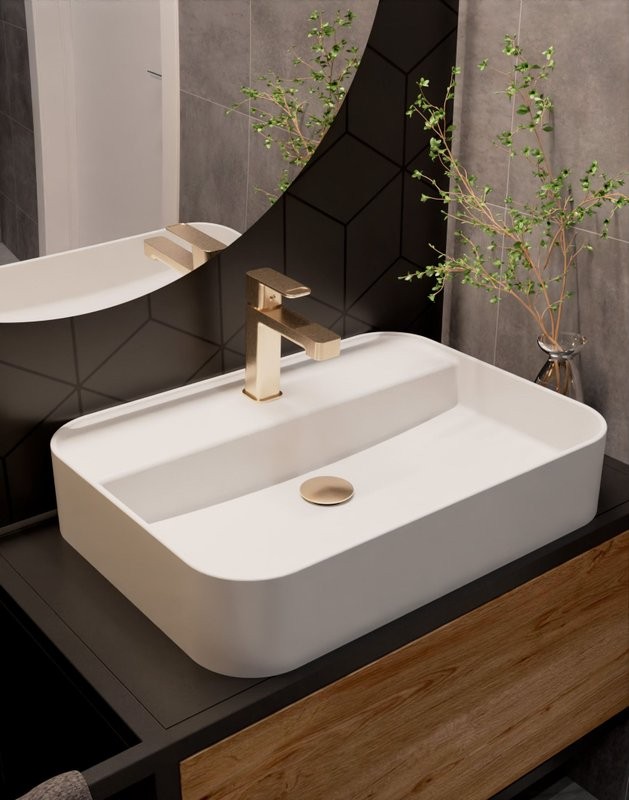 Смеситель для раковины шлифованное золото, AQUAme Parma AQM6610BG