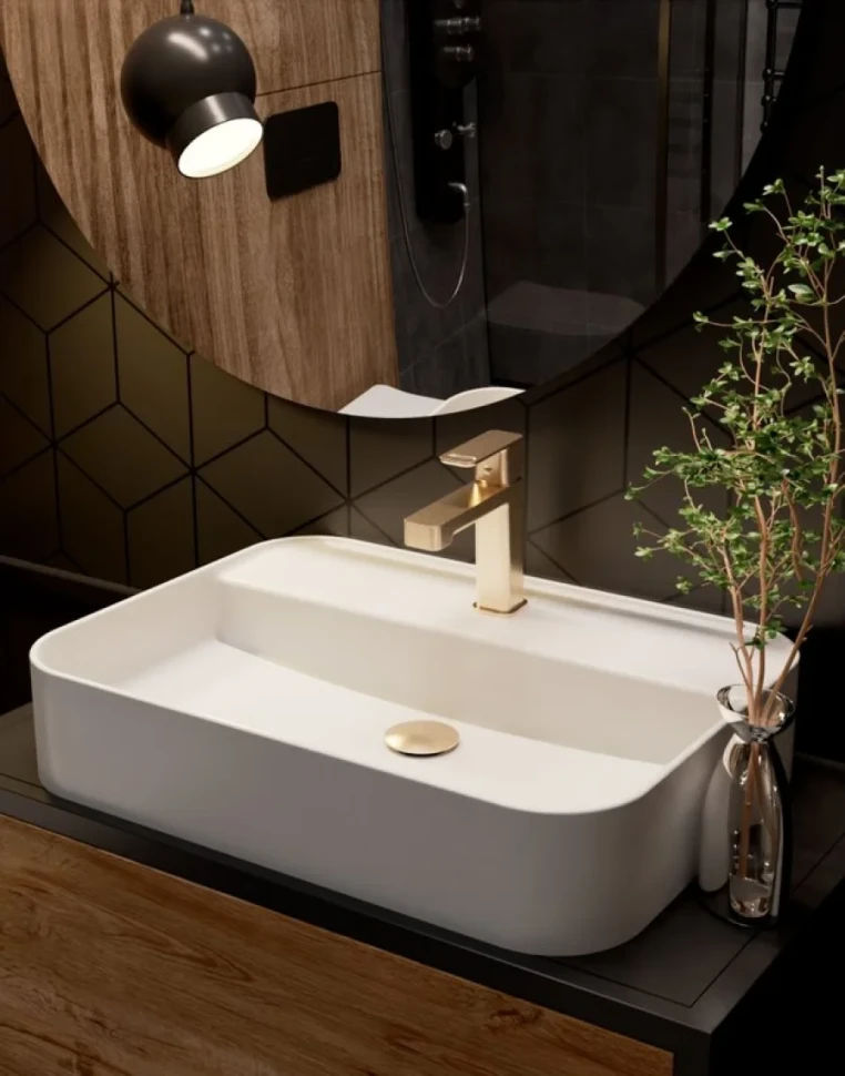 Смеситель для раковины шлифованное золото, AQUAme Parma AQM6610BG