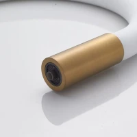 Смеситель для кухни Shevanik S668G с гибким изливом, золотой сатин, белый
