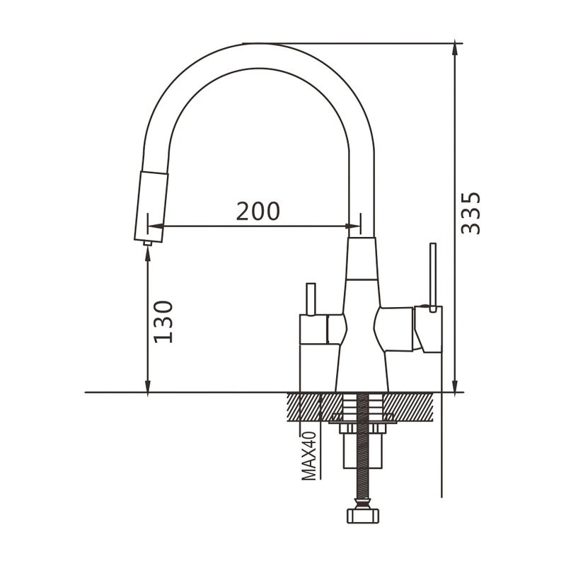 Смеситель для кухни Shevanik S668G с гибким изливом, золотой сатин, белый
