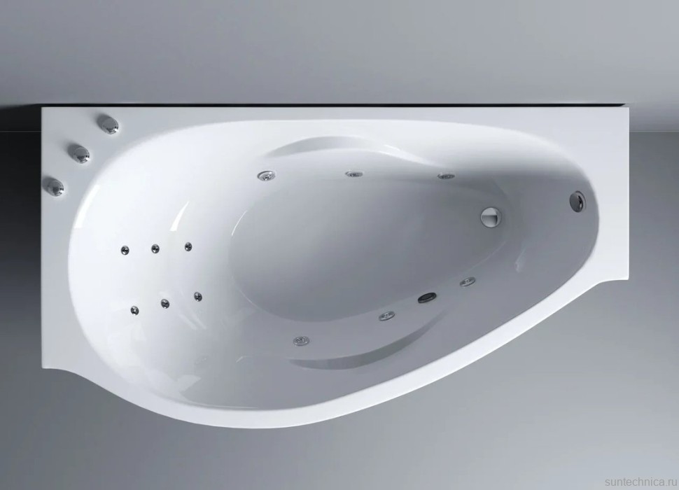 Ванна из искусственного камня Эстет Грация ФР-00010027 стандарт L 170x95 см, угловая, левая, пристенная, с гидромассажем, белая, асимметричная, с каркасом