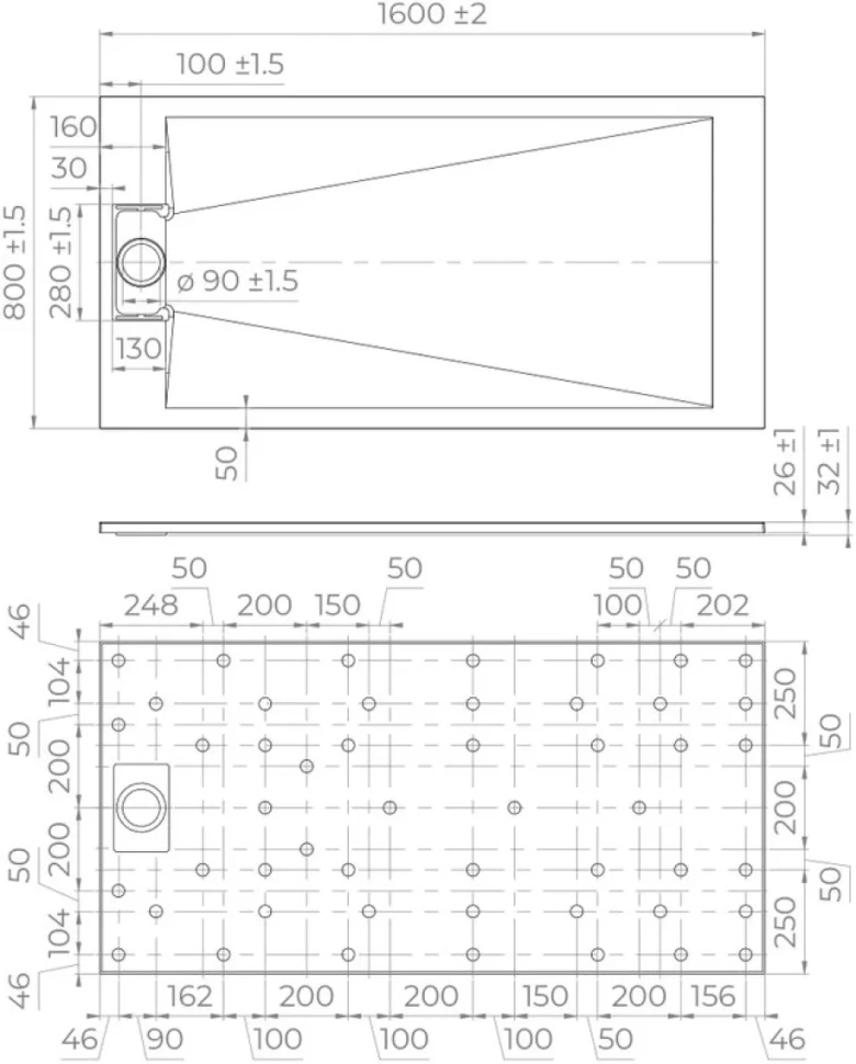 Поддон для душа RGW TUS W 160x80