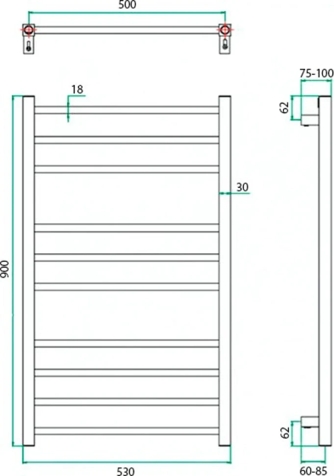 Полотенцесушитель электрический Grota Eco Classic 53x90