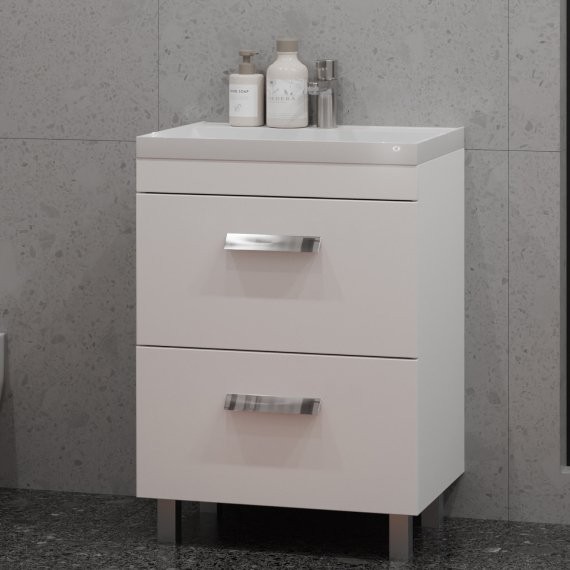 Тумба с раковиной Velvex Orlando 60 напольная, матовая белая