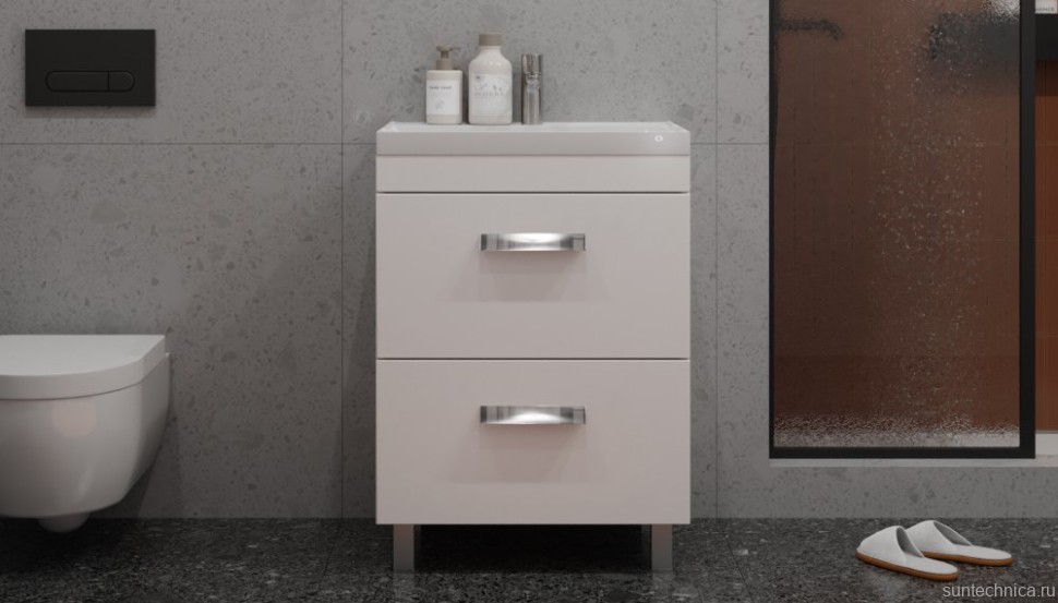 Тумба с раковиной Velvex Orlando 60 напольная, матовая белая