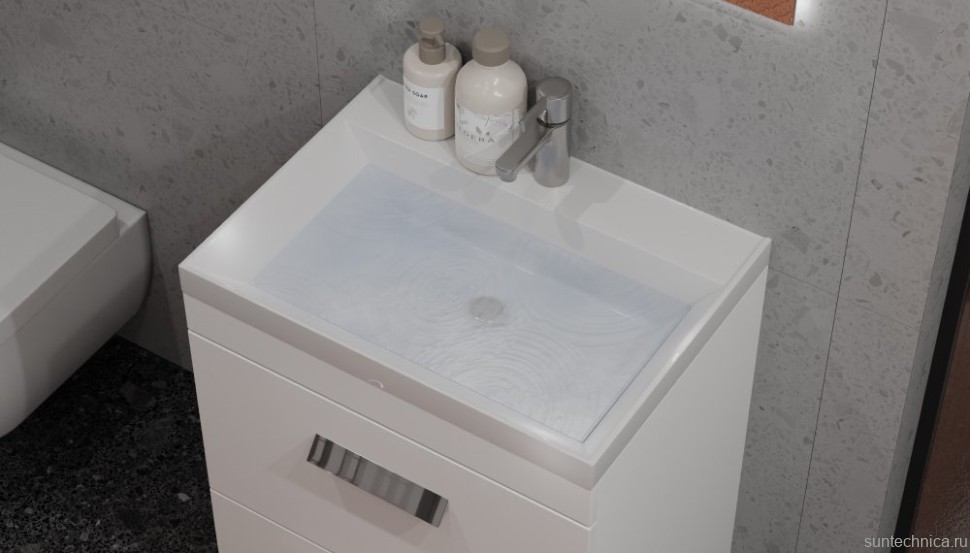 Тумба с раковиной Velvex Orlando 60 напольная, матовая белая