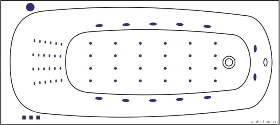 Акриловая ванна WHITECROSS Layla Slim Nano 180x80 см, встраиваемая, с гидромассажем, белый глянец, с каркасом, со сливом-переливом, фурнитура золото