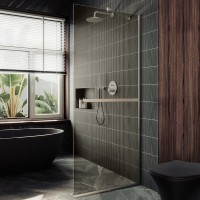 Душевая перегородка Maybahglass MGD-709-5у 109 см, профиль хром матовый, стекло бронза