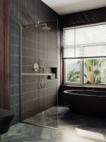 Душевая перегородка Maybahglass MGD-709-5у 109 см, профиль хром матовый, стекло бронза