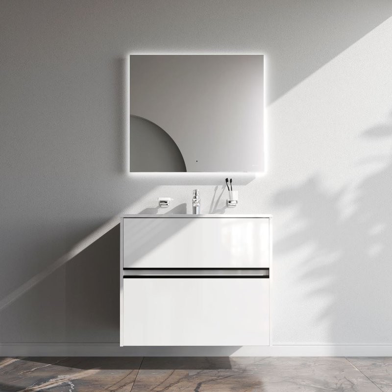 Тумба с раковиной AM.PM Sense 80 подвесная, 2 ящика, белый глянец