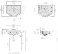 Мебельная раковина Galassia Ethos 65 накладная, белая, с 3 отверстиями под смеситель, прямоугольная, фаянс