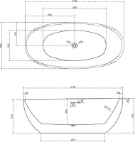 Акриловая ванна Abber AB9285 170x80 см, отдельностоящая, белая, овальная, с каркасом, со сливом-переливом