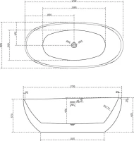 Акриловая ванна Abber AB9285 170x80 см, отдельностоящая, белая, овальная, с каркасом, со сливом-переливом