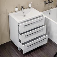Тумба с раковиной 1MarKa Соната 75Н с 3 ящиками, белый глянец