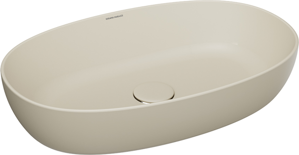 Накладная раковина KERAMA MARAZZI Plaza 60 матовая песочная, овальная, фаянс