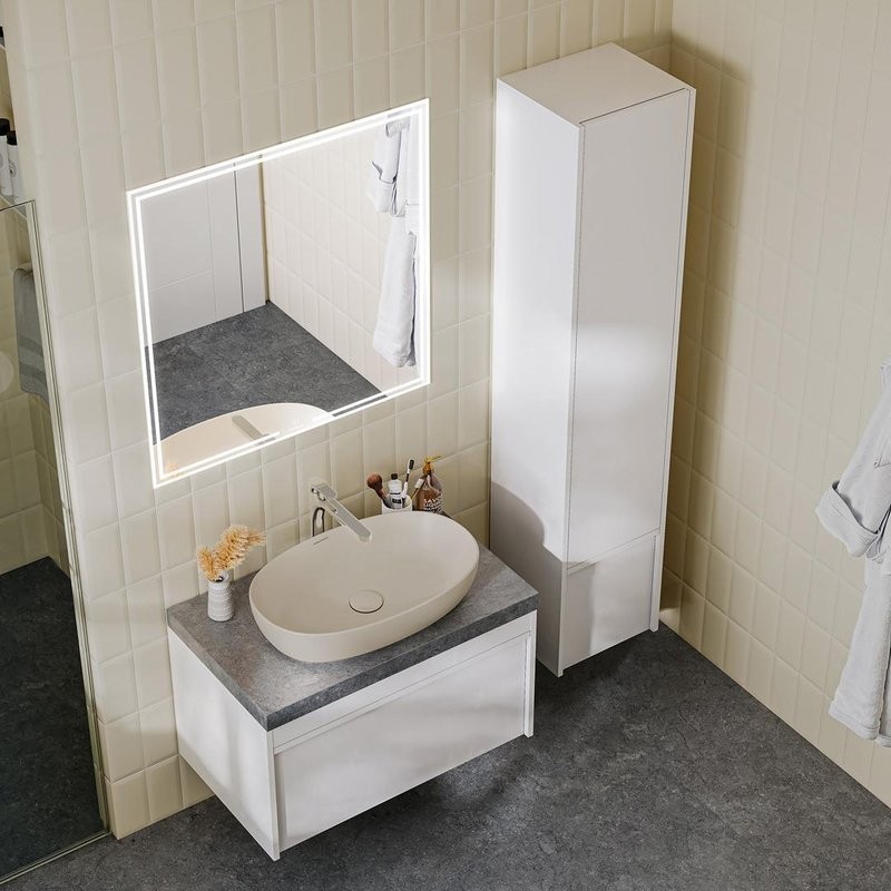 Накладная раковина KERAMA MARAZZI Plaza 60 матовая песочная, овальная, фаянс