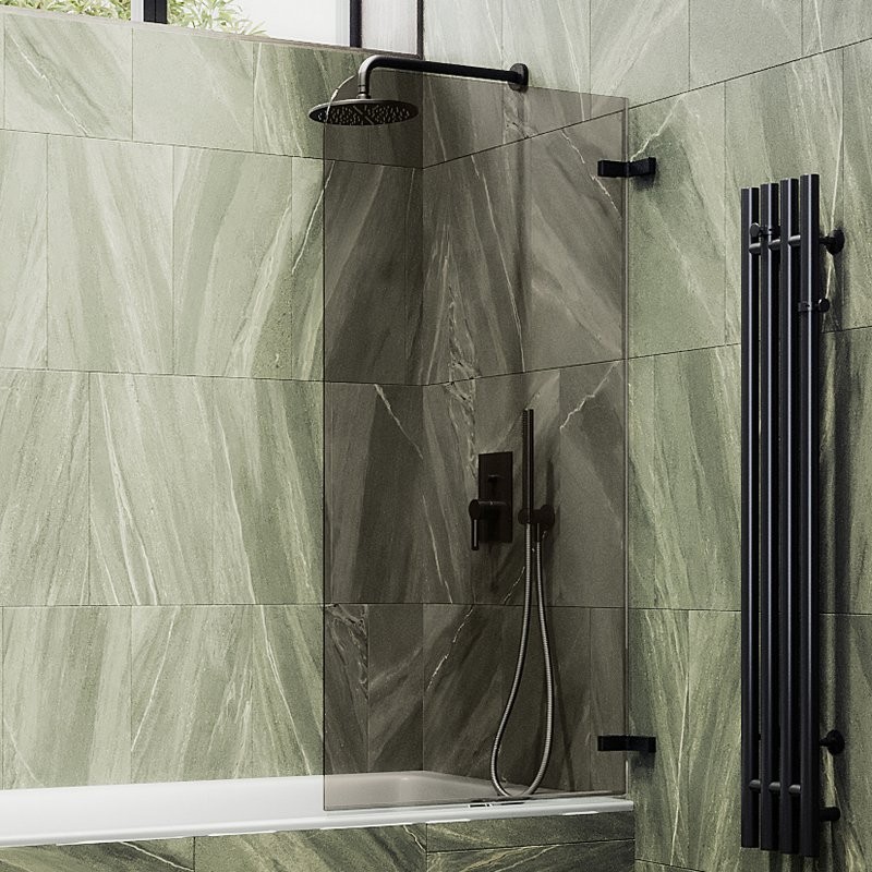 Шторка на ванну Maybahglass MGV-646-6 40 см, профиль черный, стекло бронза