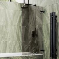 Шторка на ванну Maybahglass MGV-646-6 40 см, профиль черный, стекло бронза