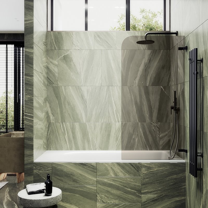 Шторка на ванну Maybahglass MGV-646-6 40 см, профиль черный, стекло бронза
