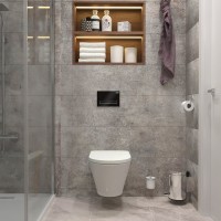 Комплект Lavinia Boho Унитаз подвесной Elegant Rimless 3308101R + Крышка-сиденье Elegant 33290700 с микролифтом + Инсталляция RelFix 38010010 + Кнопка RelFix 380501MB матовая черная, хром + Дозатор RelFix 38040010