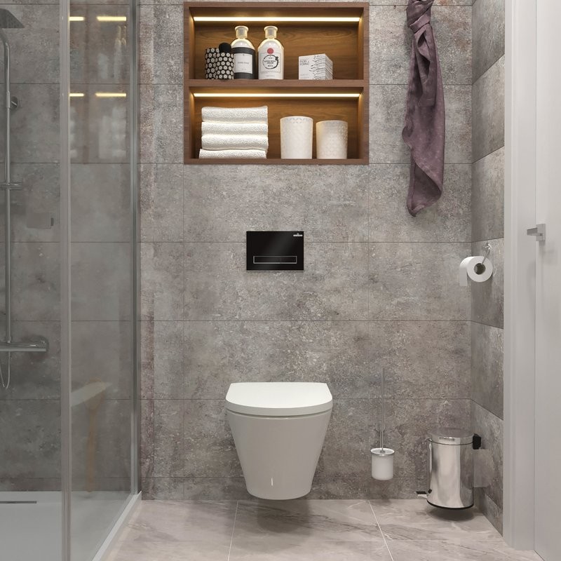 Комплект Lavinia Boho Унитаз подвесной Elegant Rimless 3308101R + Крышка-сиденье Elegant 33290700 с микролифтом + Инсталляция RelFix 38010010 + Кнопка RelFix 380501MB матовая черная, хром + Дозатор RelFix 38040010