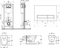 Комплект Lavinia Boho Унитаз подвесной Elegant Rimless 3308101R + Крышка-сиденье Elegant 33290700 с микролифтом + Инсталляция RelFix 38010010 + Кнопка RelFix 380501MB матовая черная, хром + Дозатор RelFix 38040010