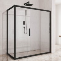 Душевой уголок Kubele DE019 R3-CLN-BLMT 140х90 см, профиль матовый черный