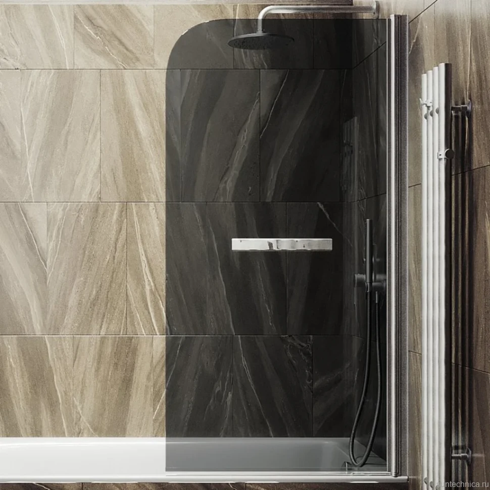 Шторка на ванну Maybahglass MGV-779-5 60x140, профиль матовый хром, стекло графит