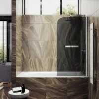 Шторка на ванну Maybahglass MGV-779-5 60x140, профиль матовый хром, стекло графит