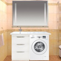 Тумба с раковиной Misty Куба 60 белая, под стиральную машину L