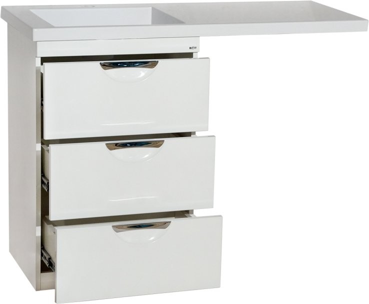 Тумба с раковиной Misty Куба 60 белая, под стиральную машину L