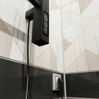 Полотенцесушитель электрический Altasan Каталея СП4080ЧМ 80x40 см, подключение справа, слева, матовый черный, лесенка, из стали