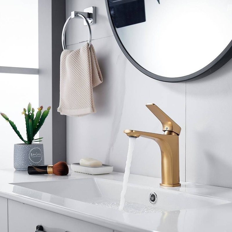 Смеситель для раковины Shevanik S4201G, золотой сатин