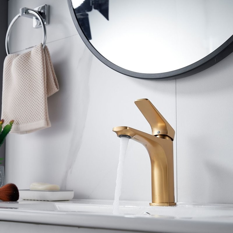 Смеситель для раковины Shevanik S4201G, золотой сатин