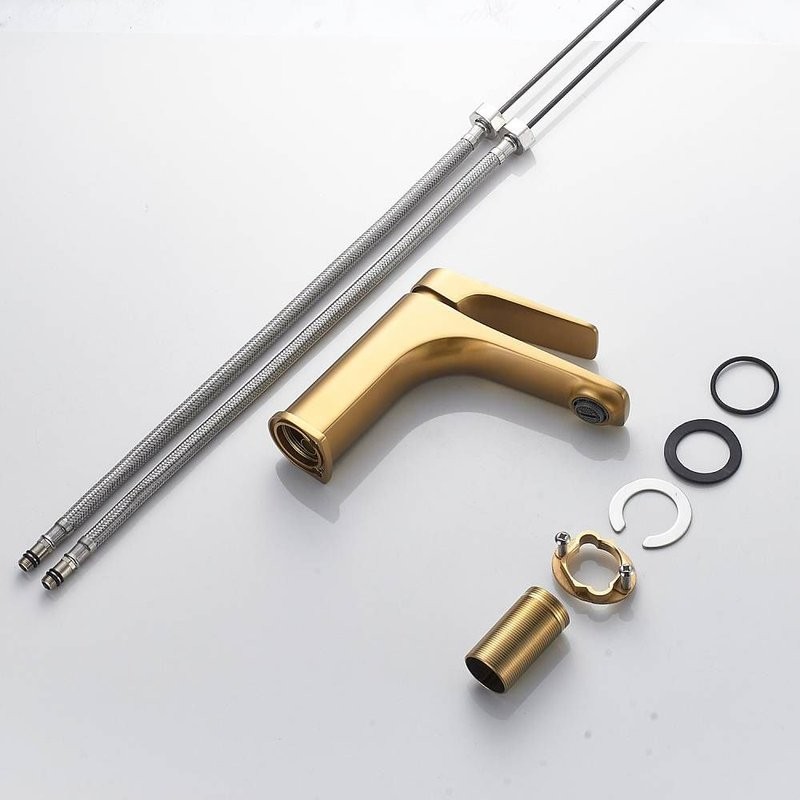 Смеситель для раковины Shevanik S4201G, золотой сатин