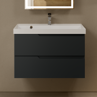 Тумба с раковиной AQUAme S3 80 подвесная, 2 ящика, антрацит