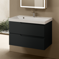 Тумба с раковиной AQUAme S3 80 подвесная, 2 ящика, антрацит