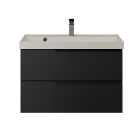 Тумба с раковиной AQUAme S3 80 подвесная, 2 ящика, антрацит